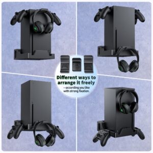 Narati Wall Mount for Xbox Series X, Wall Mount Kit for Xbox Series X with 2 Controller Holder & Headphone Hook, Integrated and Heat Ventilation Design, Mount Console Facing Forward