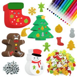 JULBEAR 260Pcs DIY Christmas Foam Crafts Kits for Kids Making Crafts Christmas Party Favors Christmas Foam Stickers Art Ornament Stickers Christmas Craft Decoration Party Supplies