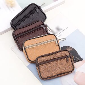 Double Zipper Wallet Clutch Women Ladies Leather Small Coin Card Key Ring Wallet Pouch Mini Slim (Coffee, One Size)