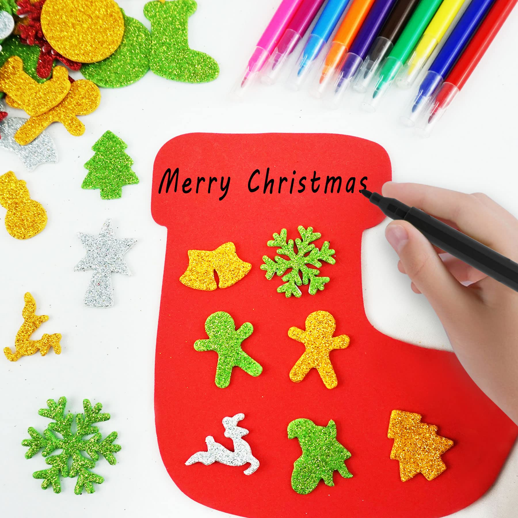 JULBEAR 260Pcs DIY Christmas Foam Crafts Kits for Kids Making Crafts Christmas Party Favors Christmas Foam Stickers Art Ornament Stickers Christmas Craft Decoration Party Supplies