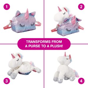 Unicorn Purse Pop Transforming Plush Unicorn Toy and Purse - for Girls Ages 3-8, Cute Kids Backpack and Toddler Purse, Birthday Girl Unicorn Stuffed Animal