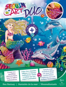 geospace sequin art duo with two designs, sparkling arts and crafts kit; creative crafts for adults and kids ages 6 and up (sea fantasy)