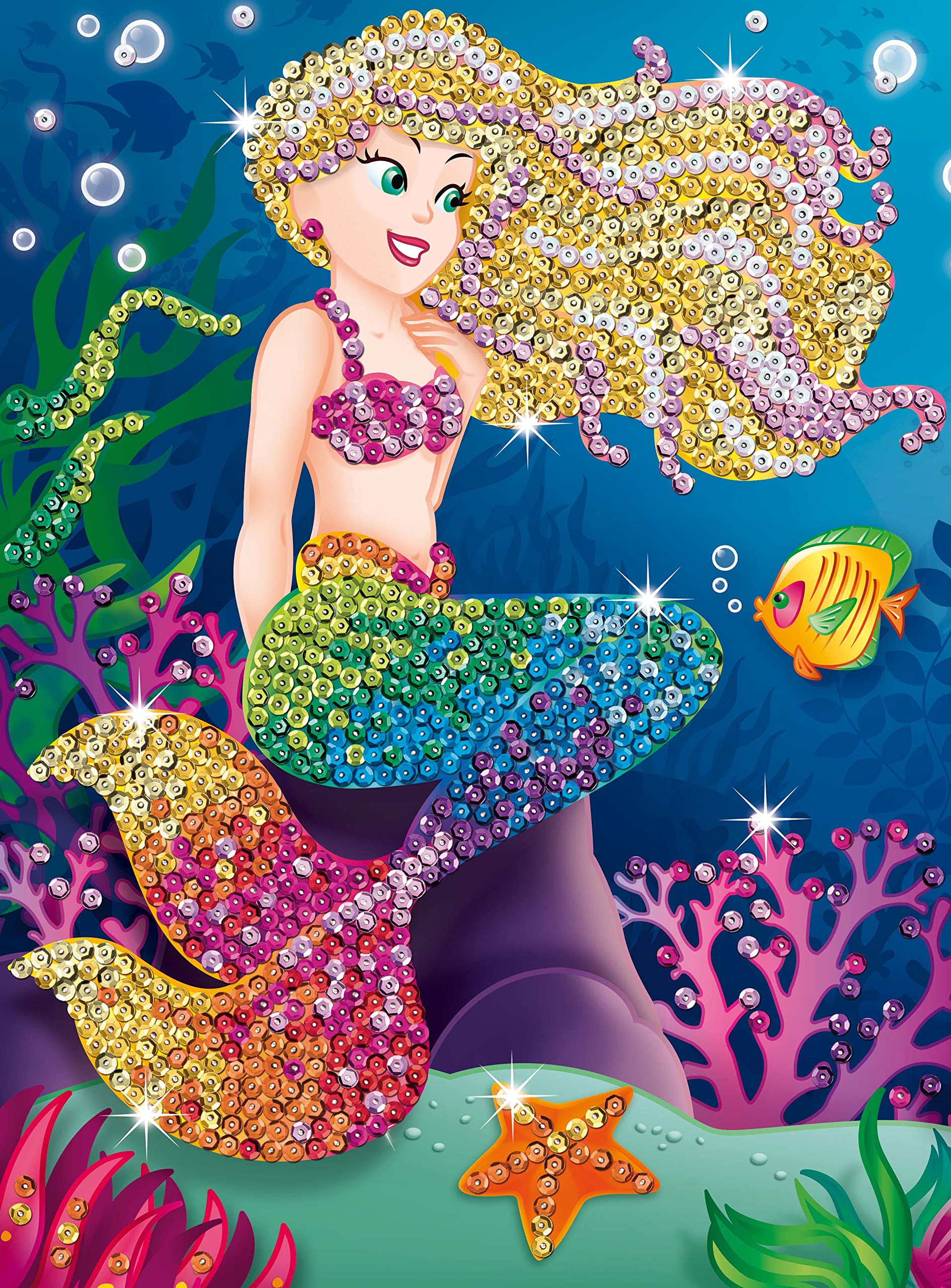 Geospace Sequin Art Duo with Two Designs, Sparkling Arts and Crafts Kit; Creative Crafts for Adults and Kids Ages 6 and Up (Sea Fantasy)