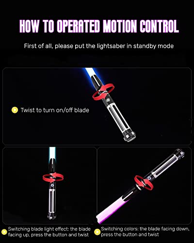 Dueling Light Saber, Motion Control Lightsabers for Adults,Smooth Swing Light Saber with 10 Sound Fonts,RGB 12 Colors Changeable, Metal Hilt for Halloween Cosplay Party,Birthday Gift, Grey,S9