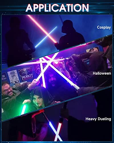 Dueling Light Saber, Motion Control Lightsabers for Adults,Smooth Swing Light Saber with 10 Sound Fonts,RGB 12 Colors Changeable, Metal Hilt for Halloween Cosplay Party,Birthday Gift, Grey,S9