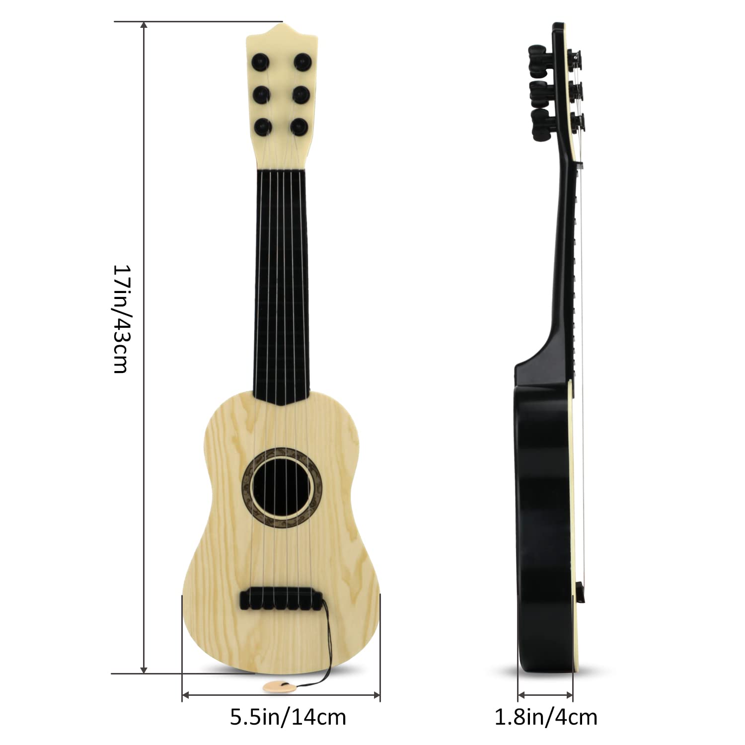 Kids Toy Guitar 6 String,17 inch Guitar Baby Kids Cute Guitar Rhyme Developmental Musical Instrument Educational Toy for Toddlers