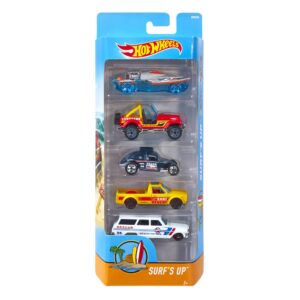 hot wheels die-cast vehicle 5 pack - surf's up ~ includes: mad splash, cj-7, custom vw beetle, vw caddy, '64 chev nova station wagon