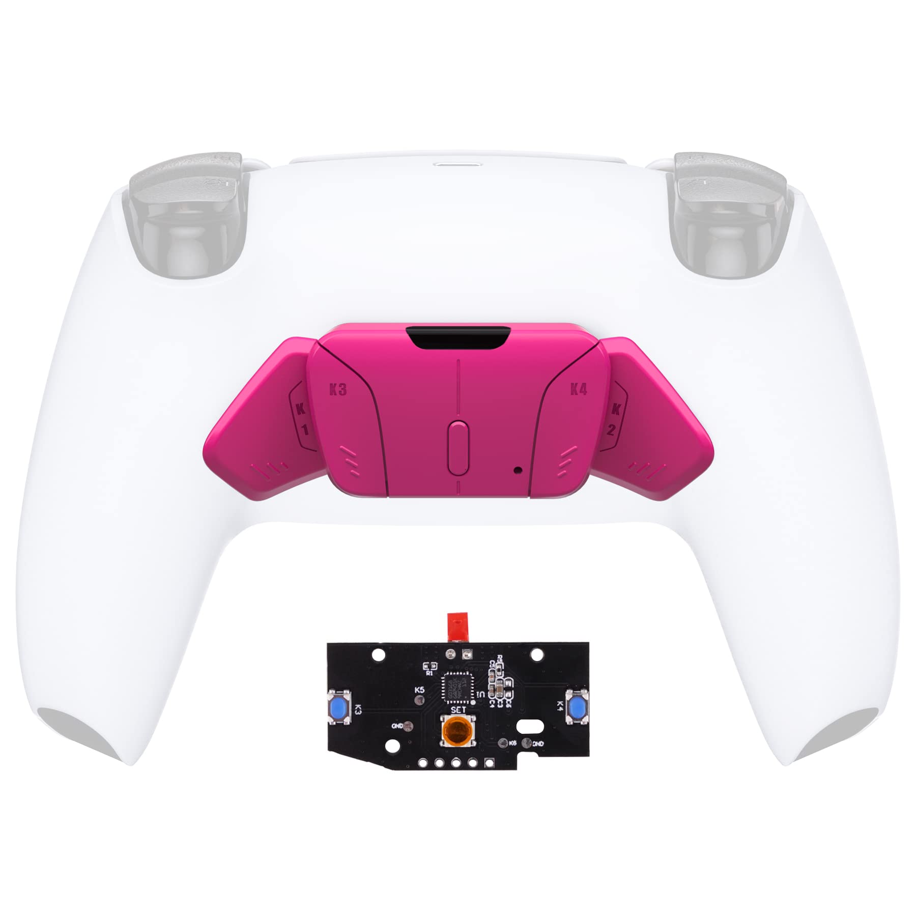 Turn RISE to RISE4 Kit – Redesigned Nova Pink K1 K2 K3 K4 Back Buttons Housing & Remap PCB Board for PS5 Controller eXtremeRate RISE & RISE4 Remap kit - Other Accessories NOT Included