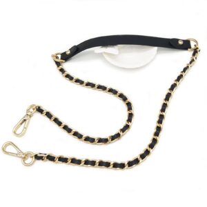 maikaisen wallet chain replacement for shoulder bags and crossbody bags, microfiber leather combined with durable iron chain, 51" long black (black/gold)