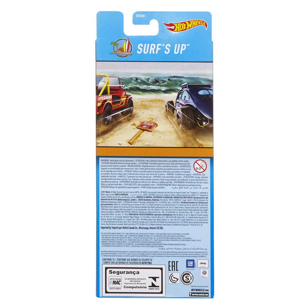 Hot Wheels Die-Cast Vehicle 5 Pack - Surf's Up ~ Includes: Mad Splash, CJ-7, Custom VW Beetle, VW Caddy, '64 Chev Nova Station Wagon