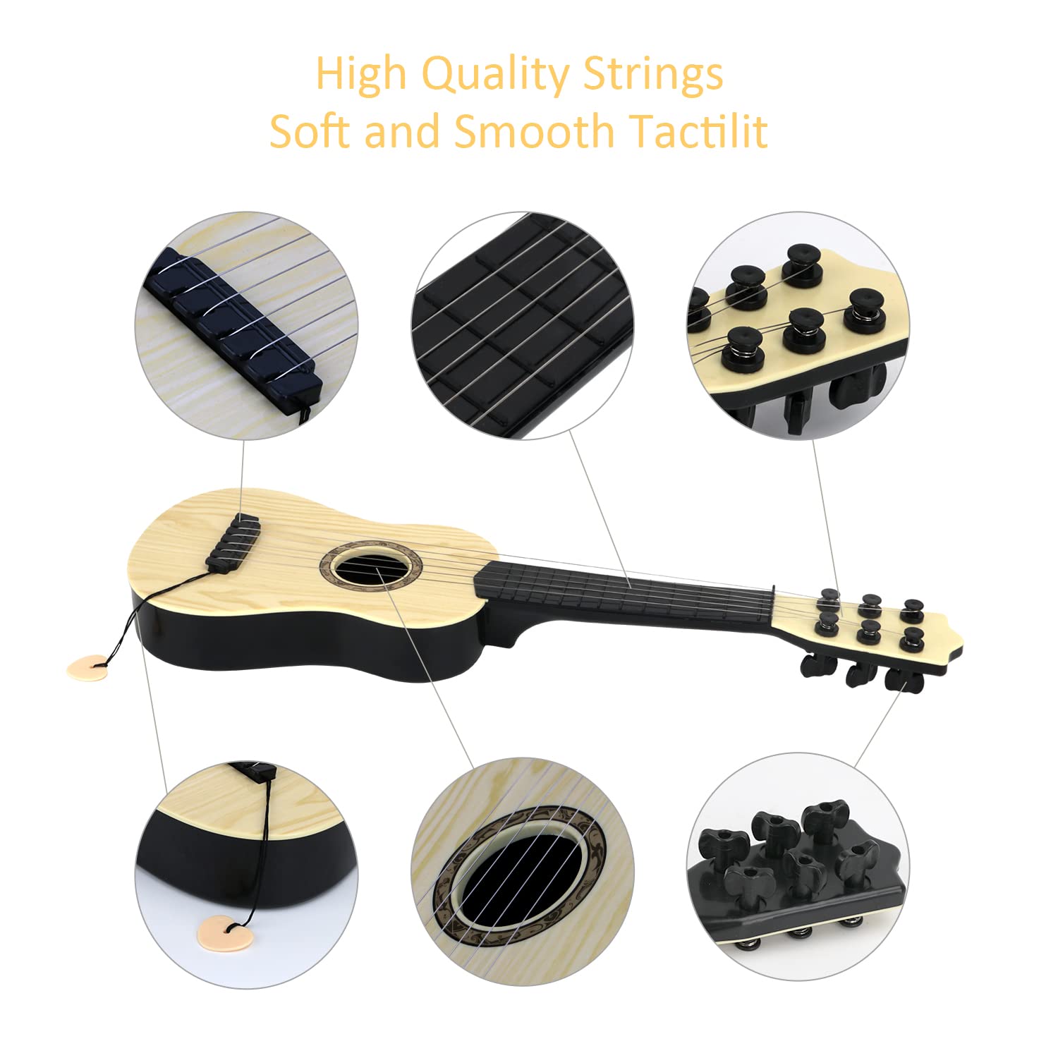 Kids Toy Guitar 6 String,17 inch Guitar Baby Kids Cute Guitar Rhyme Developmental Musical Instrument Educational Toy for Toddlers