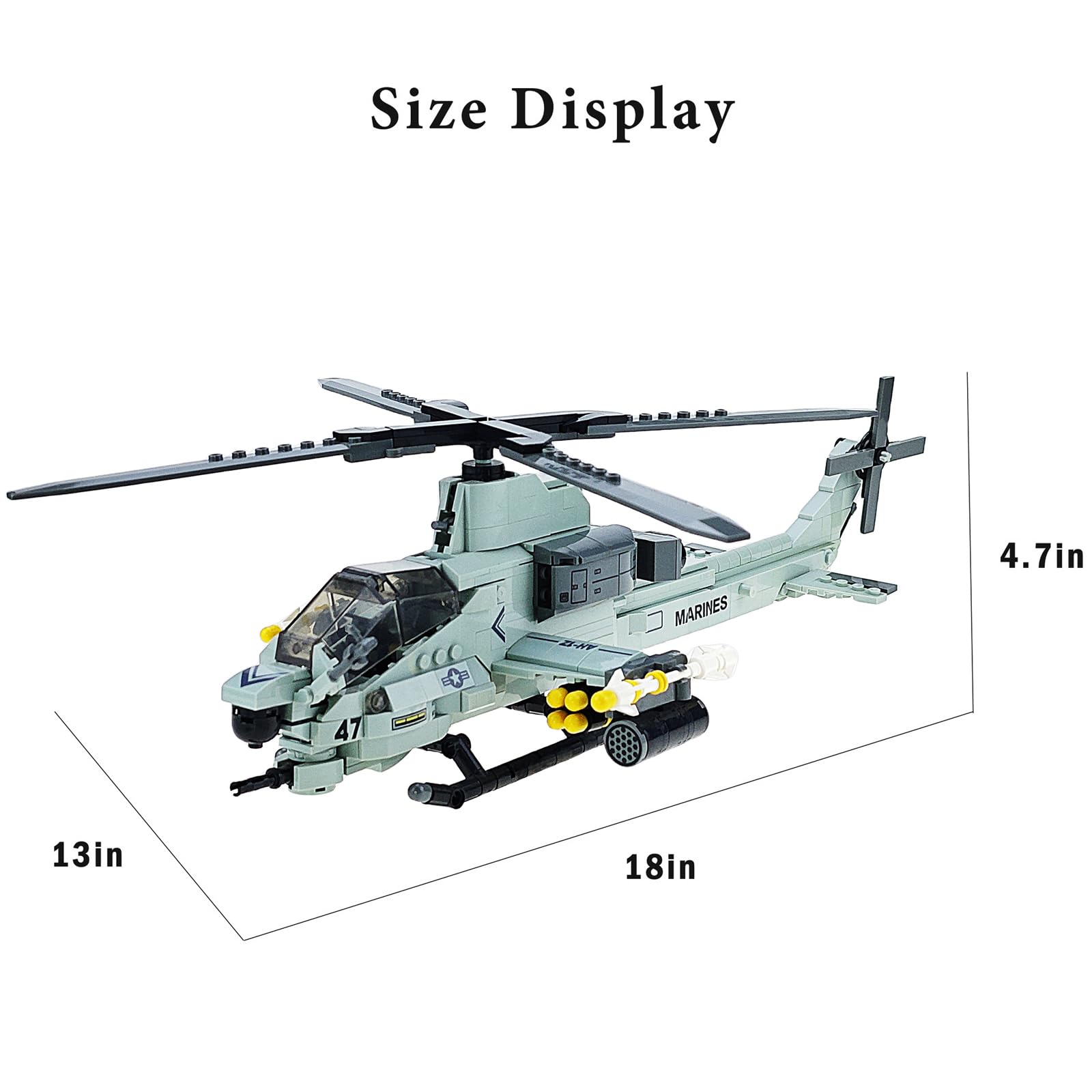 MEOA Stem Building Sets for Boys 8-12 597pcs US AH-1Z Armed Helicopter Building Blocks Toys for Kids and Adults