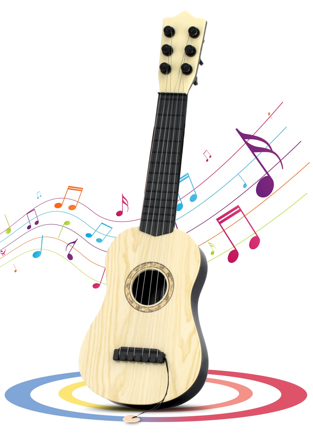 Kids Toy Guitar 6 String,17 inch Guitar Baby Kids Cute Guitar Rhyme Developmental Musical Instrument Educational Toy for Toddlers