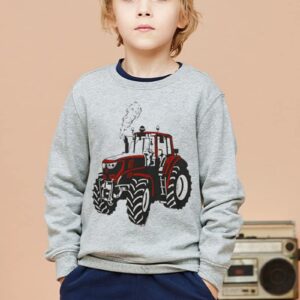 Akyzic Boys Sweatshirts Tractor Shirt Truck Shirt for Boys Crewneck Winter Long Sleeve Pullover Tops Tractor Hoodies Excavator Shirt Gray Sweater 4t/8155