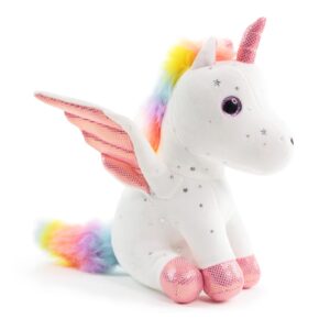 Sew Butiful 8" Unicorn Stuffed Animal - Cute Plush Toy Gift for 3-8 Years Old Girls, Soft Birthday Present for Baby, Toddler, Kids, Decor (White)