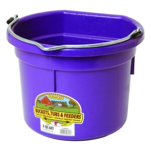 Little Giant P8FBPURPLE 2 Gallon All Purpose Heavy Duty Farm Flat Back Plastic Buckets for Supplies, Toys, Laundry, and Water, Purple, (12 Pack)