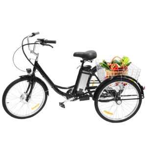 adult electric trikes 24 inch three-wheeled bicycles cruise 36v 12ah removable lithium battery, battery life, large basket for adults seniors elderly exercise bike (bb2)