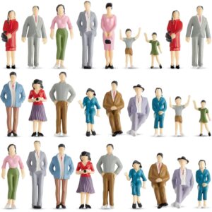 lewtemi 28 pcs people figurines 1: 25 scale mini architectural plastic people figures small dollhouse people tiny figures painted model train people