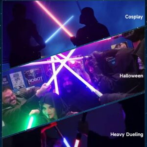 ANASABER Dueling Light Saber, Motion Control Lightsabers for Adults,Smooth Swing Light Saber with 10 Sound Fonts,RGB 12 Colors Changeable, Metal Hilt for Halloween Cosplay Party, Black,S9