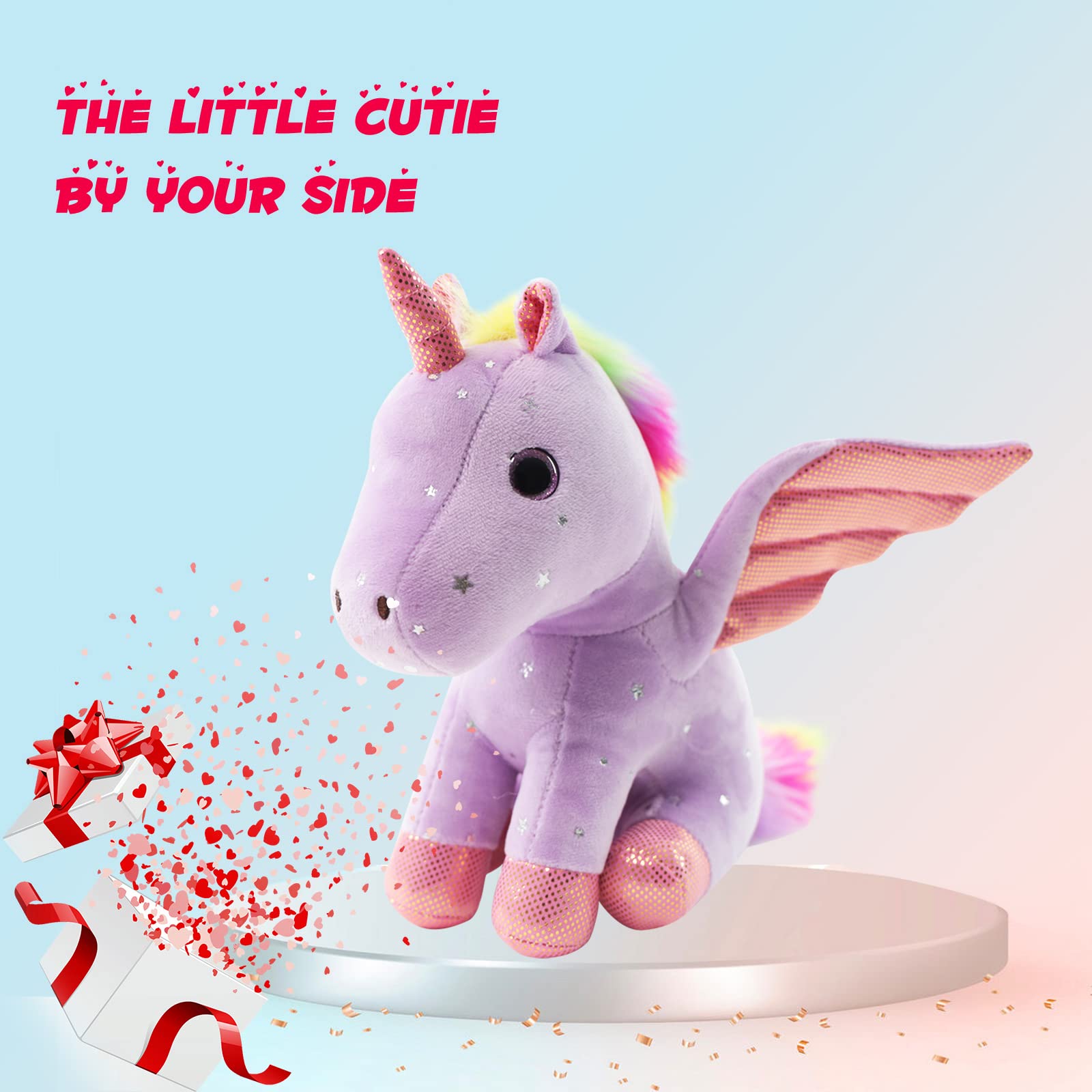 Sew Butiful 8 inch Unicorn Stuffed Animals, Cute Unicorn Gift Toys for Girls,Unicorns Birthday Gifts Soft Plush Toys Set for Baby, Toddler, Girls, Kids,Decor (Purple)