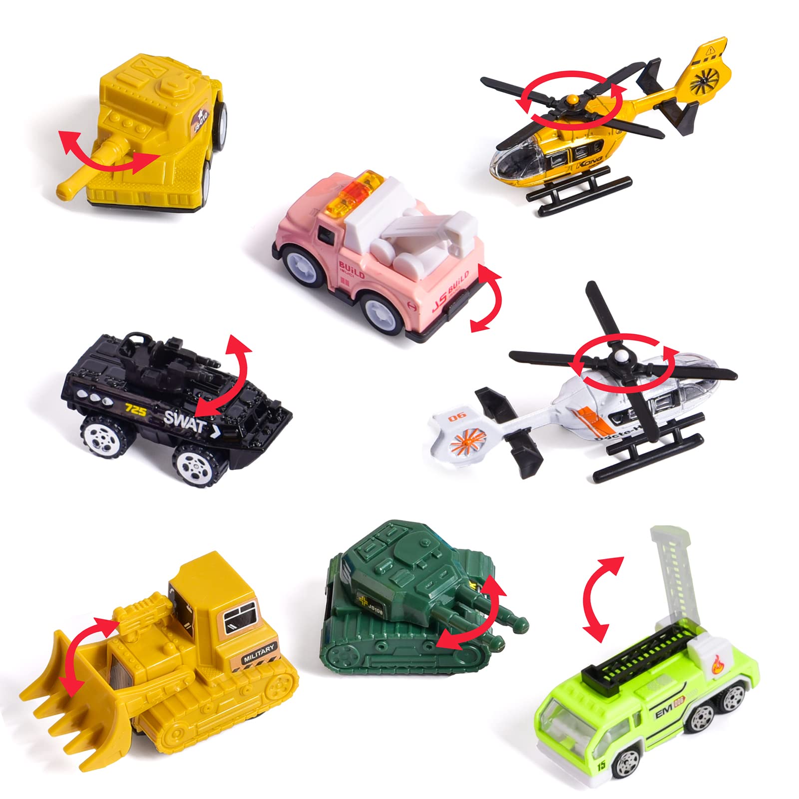 FUN LITTLE TOYS 24 Different Pull Back Cars Toys for Toddlers Boys Girls, for Kids