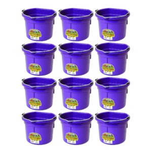 little giant p8fbpurple 2 gallon all purpose heavy duty farm flat back plastic buckets for supplies, toys, laundry, and water, purple, (12 pack)