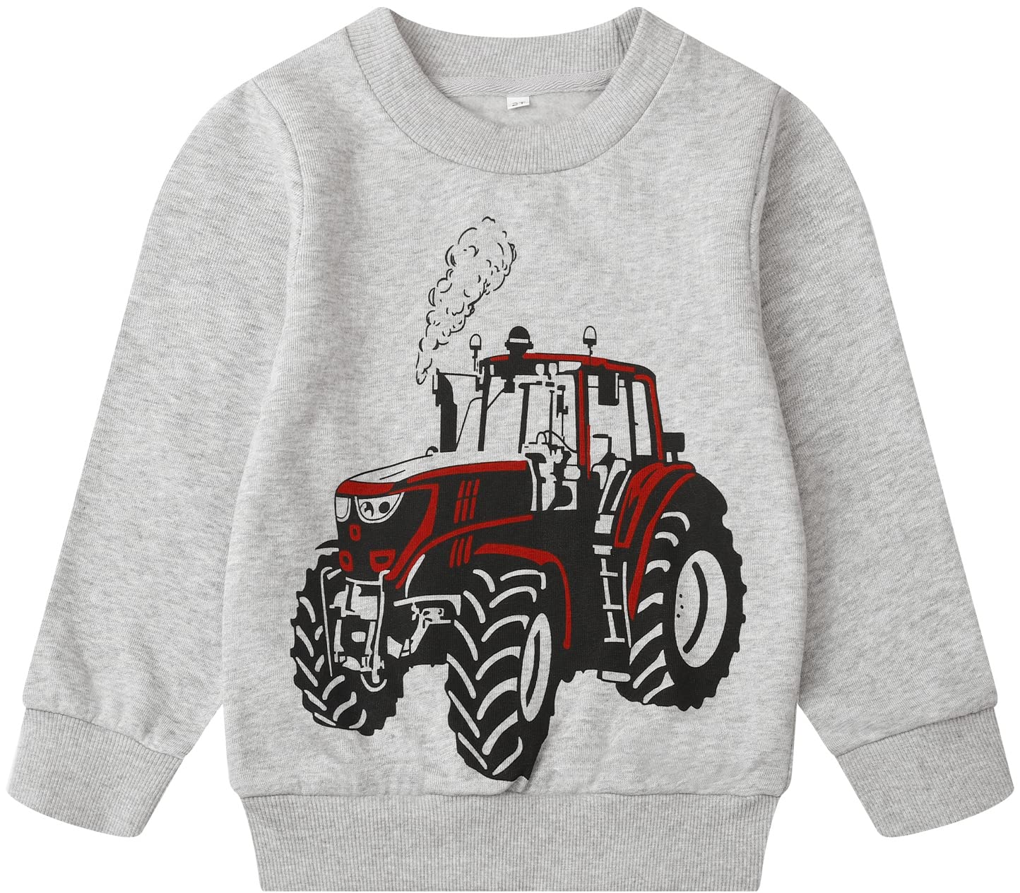 Akyzic Boys Sweatshirts Tractor Shirt Truck Shirt for Boys Crewneck Winter Long Sleeve Pullover Tops Tractor Hoodies Excavator Shirt Gray Sweater 4t/8155