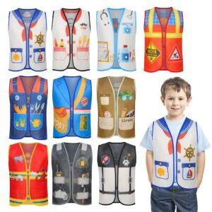 10 pcs community helpers dress up for kids preschool dress up clothes kids smock vest career day costumes vest for kids dress up dress up vest toddler occupation toddler clothes kids (3-5 years)