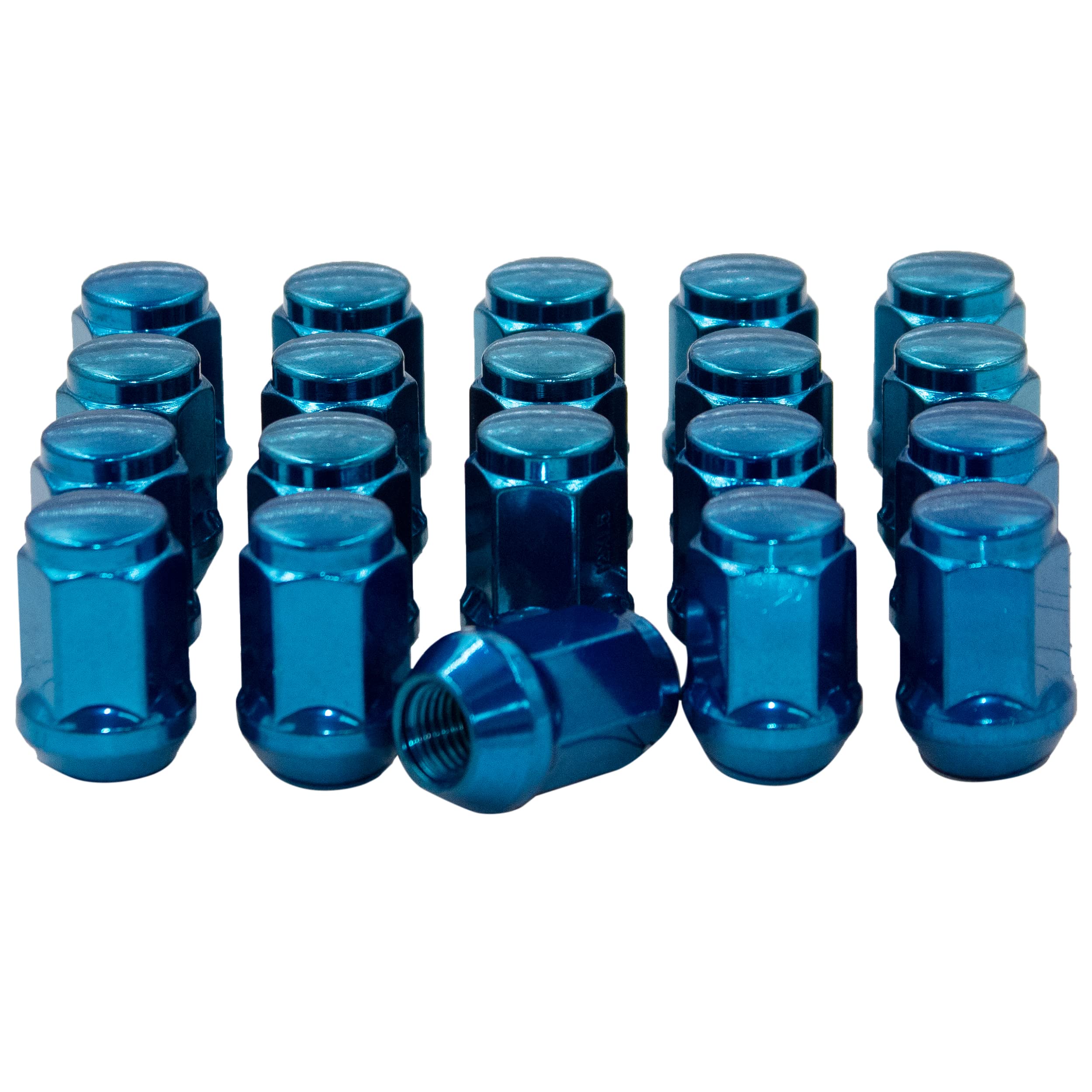 Wheel Accessories Parts Set of 20 1.38in 3/4 Hex Lug Nut Closed End Bulge Acorn (20, M12x1.5, Blue) Aftermarket Lug Nuts, for Toyota, Chevy, Ford