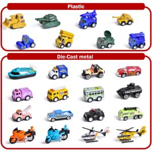 FUN LITTLE TOYS 24 Different Pull Back Cars Toys for Toddlers Boys Girls, for Kids