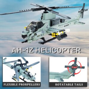 MEOA Stem Building Sets for Boys 8-12 597pcs US AH-1Z Armed Helicopter Building Blocks Toys for Kids and Adults