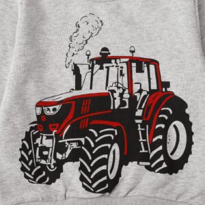 Akyzic Boys Sweatshirts Tractor Shirt Truck Shirt for Boys Crewneck Winter Long Sleeve Pullover Tops Tractor Hoodies Excavator Shirt Gray Sweater 4t/8155