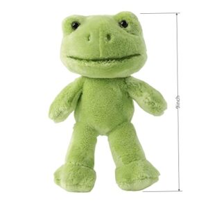 Furvana 9-Inch Cute Frog Plush , Soft Stuffed Animal Plush Toy , Kawaii Doll , Green Plushie with Cloths Toy Gift for Kids Children (Baby Jumpsuit)