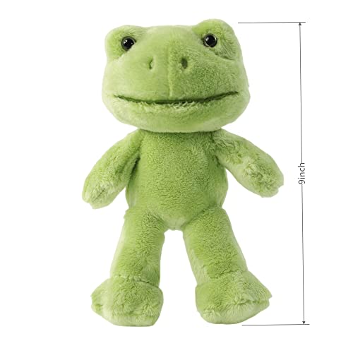 Furvana 9-Inch Cute Frog Plush , Soft Stuffed Animal Plush Toy , Kawaii Doll , Green Plushie with Cloths Toy Gift for Kids Children (Baby Jumpsuit)