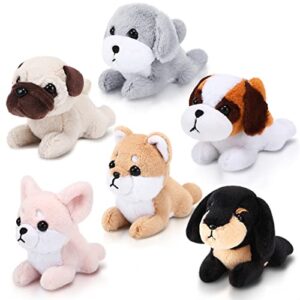 hydren 6 pcs mini puppy stuffed animals small dog plush bulk puppies stuffed realistic cute dog toys soft plush adopt a pet stuffed animal puppy party favor for animal birthday party gifts