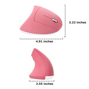 Wireless Mouse Ergonomic Vertical Mouse Ergo High Presion Optical Lightweight Cordless LED Light Cute Wireless Mouse for Laptop Computer Mac Office Girl Boy Adults Gift , 800/1200/1600 DPI, 6 Buttons