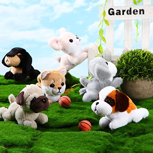 HyDren 6 Pcs Mini Puppy Stuffed Animals Small Dog Plush Bulk Puppies Stuffed Realistic Cute Dog Toys Soft Plush Adopt a Pet Stuffed Animal Puppy Party Favor for Animal Birthday Party Gifts