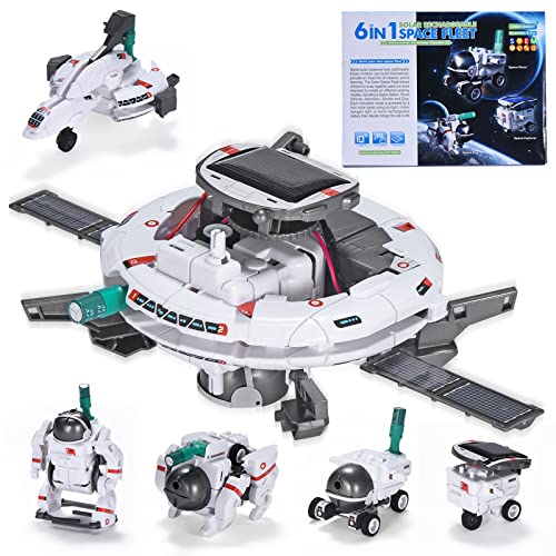 STEM Projects for Kids Age 8-12 Solar Robot Learning Building Science Kit with Solar Panel & Battery Powered 6 in 1 Experiment for Kids, Christmas Birthday Gifts Idea Toy for 9 10 11 Boys Girls