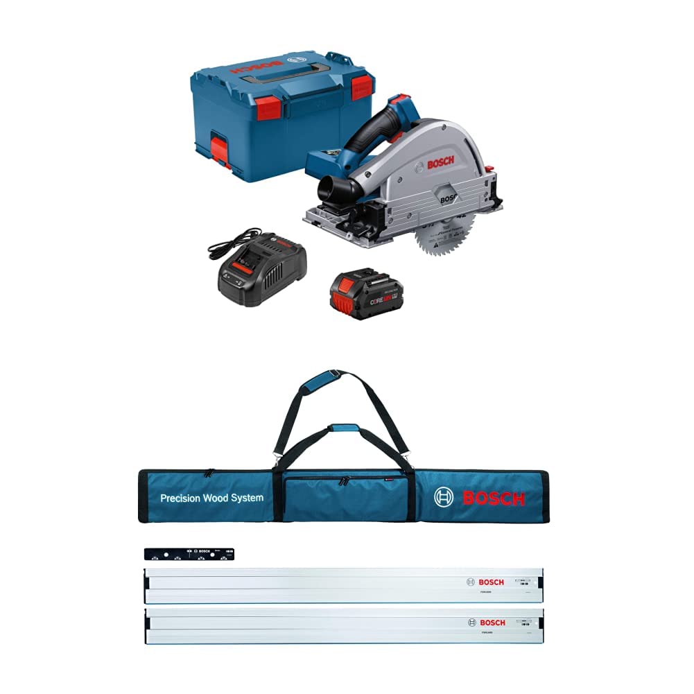 Bosch PROFACTOR GKT18V-20GCL14 18V Cordless 5-1/2 In. Track Saw Kit with BiTurbo Brushless Technology and Plunge Action with Tracks and Connector Kit