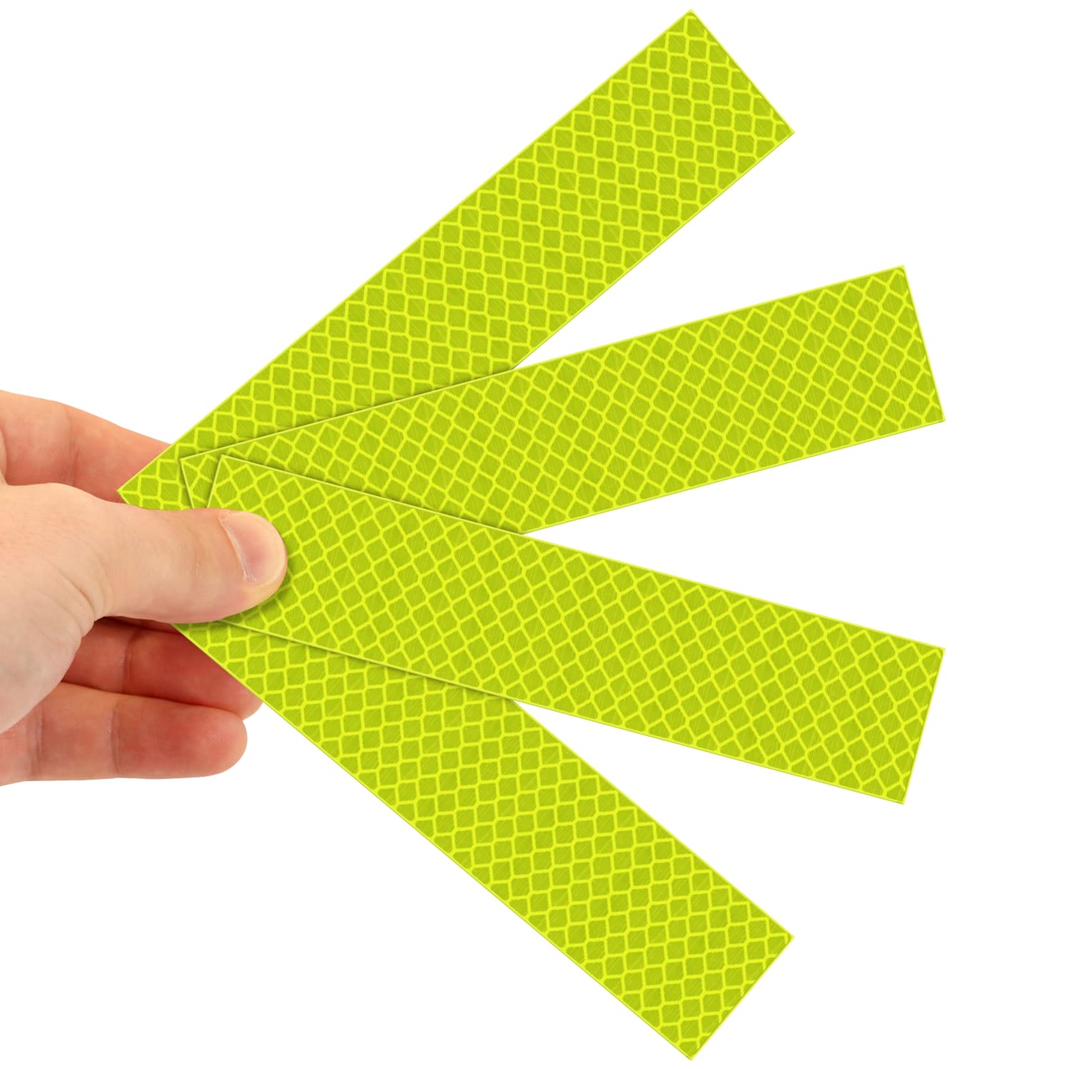 SmartSign 1.2 x 6 inch Yellow Green Reflective Strips - Pack of 4, Premium 3M Diamond Grade Reflective Stickers for Night Safety/Backpacks/Bicycles/Vehicles, Hi-Tack Adhesive, Made in USA