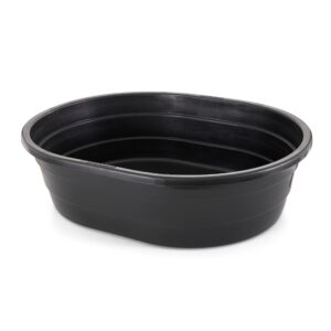 Little Giant ST15 15 Gallon Molded Poly Plastic Oval Stock Water Tank Trough for Cattle, Horses, and Other Livestock Animals, Black (4 Pack)