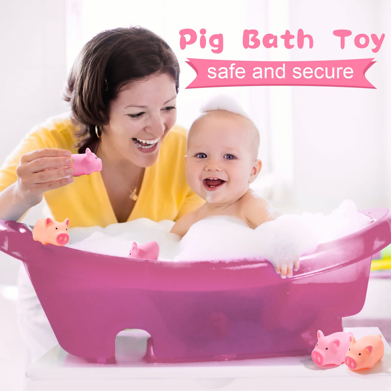 200 Pcs Rubber Pig Baby Bath Toy Mini Rubber Pigs in Bulk Piggy Bathtub Toys Squeaky Pig Preschool Bath Toys for Bath Shower Birthday Pig Party Decorations Gifts Favors