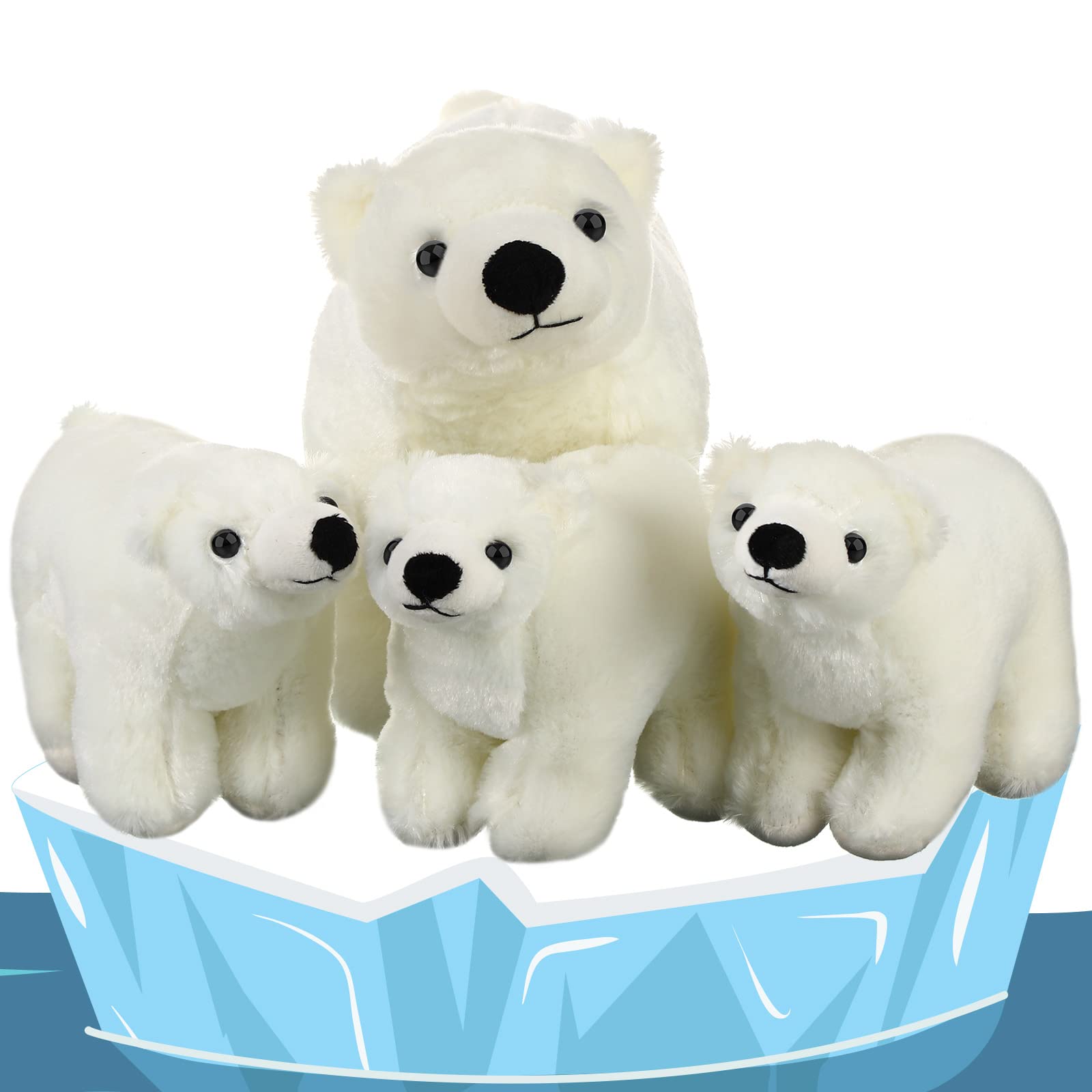 Zubebe 4 Pcs Polar Bear Stuffed Animal Set Large White Stuffed Bear Soft Polar Bear Plush Toy Cuddly Bear Gifts for Birthday Christmas Decoration (Polar Bear Style)(Polar Bear Style)