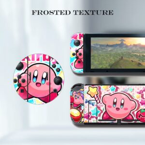 PERFECTSIGHT Compatible with Nintendo Switch OLED Skin Sticker Kawaii Cartoon Vinyl Decal Pretty Pattern Protective Film for NS Console & Joy-Con Controller & Dock (7-Kirbi)