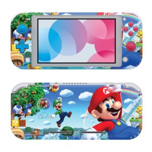 perfectsight compatible with nintendo switch lite skin sticker kawaii cartoon vinyl decal pretty pattern protective film for ns console & joy-con controller & dock (5.5-mario)