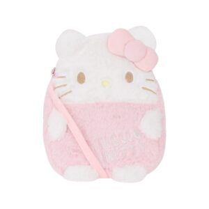 winghouse x hello kitty 3d plush small fur crossbody phone purse for kids little girls, mini messenger shoulder bag