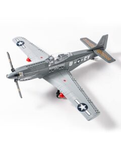 dovob military p-51 mustang fighter jet building blocks set, army plane toys as gift for kids or adult (256 pieces)