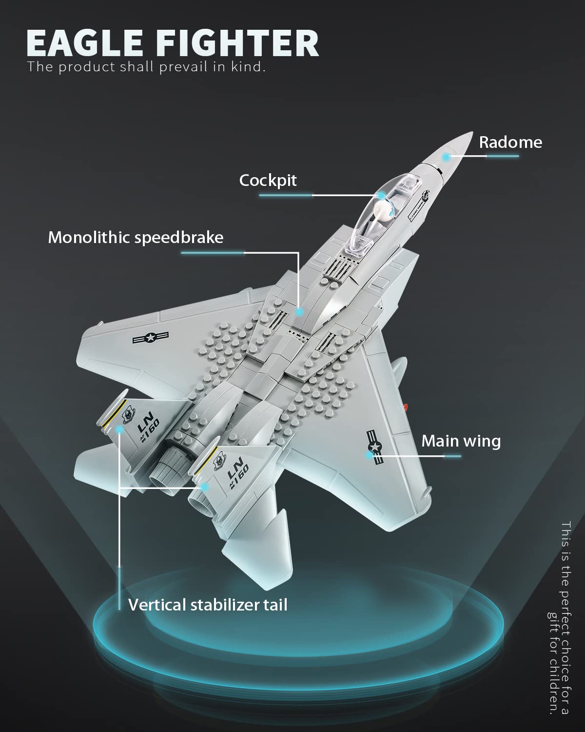 dOvOb Military F-15 Eagle Fighter Jet Building Blocks Set, Army Plane Toys as Gift for Kids or Adult (270 Pieces)