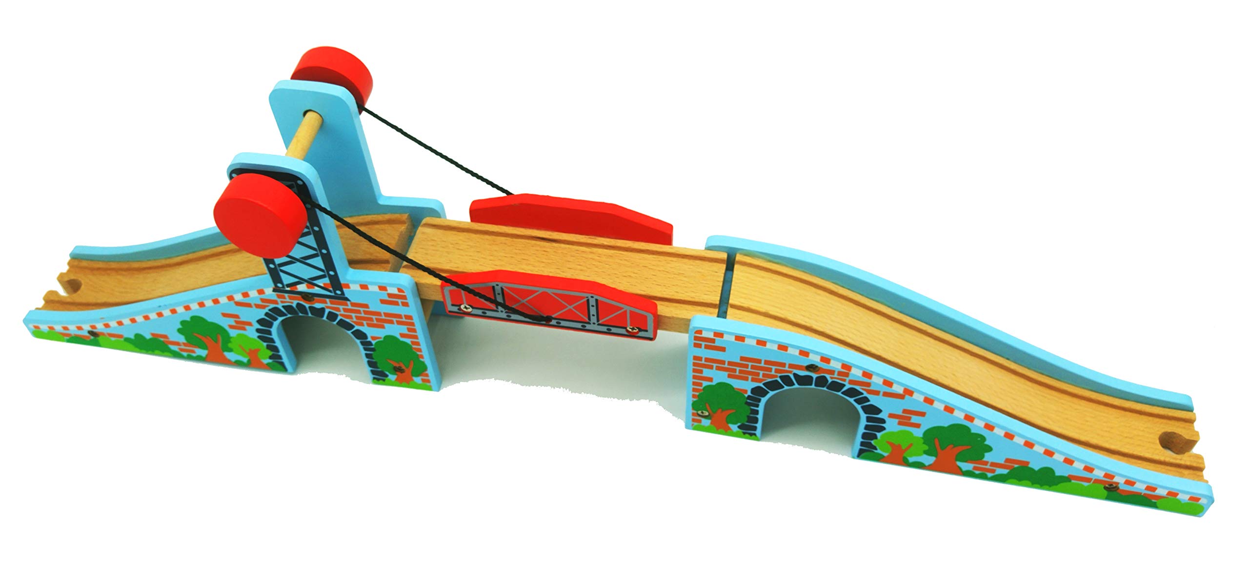 Wooden Train Accessories of Lifting Train Bridge and Battery Operated Locomotive Train for All Brands Wood Track Set