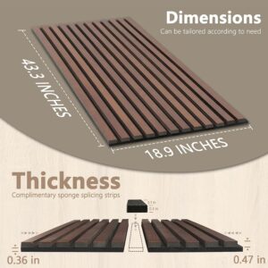 Acoustic Wood Slat Wall Panels with Foam for Interior Wall Decor | Soundproof Wall Panels | 3D Slat Wood Wall Panels | Bedroom Sound Absorption | 43.3”x 18.9”Each | Natural Walnut (Oil Painted)-2PCS